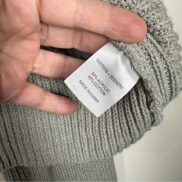 Sisters + Seekers Ribbed 1/2 Zip Cropped Knit Jumper in Gray UK 12 US 8 - Picture 5 of 6